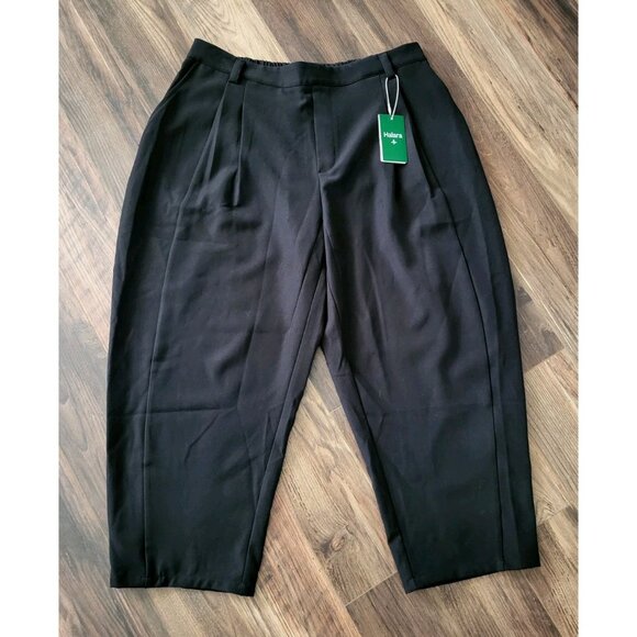 New Halara Black Mid Rise Pocket Barrel Leg Work Pants Sz XLP - Picture 1 of 7